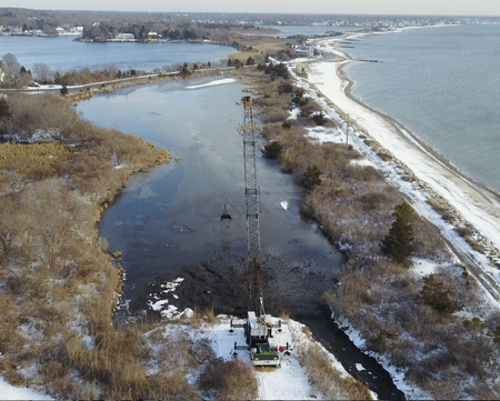 A view of the dredging from a drone.